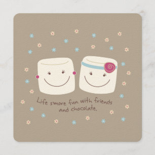 Marshmallow Friends and Chocolate Invitation Kaart