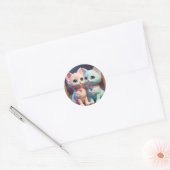 Marshmallow Kat Dreams Ronde Sticker (Envelop)