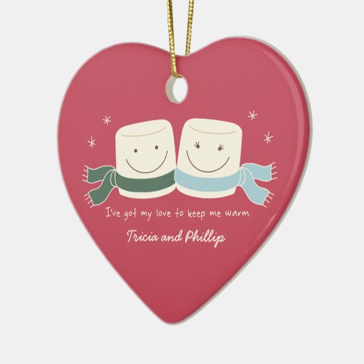 Marshmallow Love kerstboomversiering Keramisch Ornament (Links)