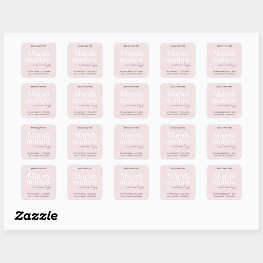 Marshmallow & Mom Knuffels | Elegante roze kaars Vierkante Sticker (Vel)