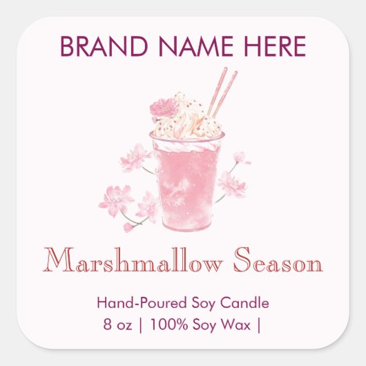 Marshmallow Season  | Pink Candle Labels (Voorkant)