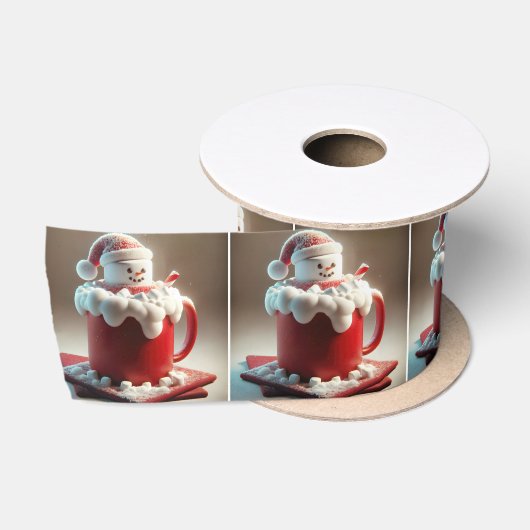 Marshmallow Sneeuwman In Warme Chocolade Satijnen Lint (Spoel)