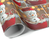 Marshmallow sneeuwman in warme chocolademelk cadeaupapier (Rol Hoek)