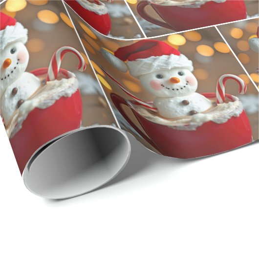 Marshmallow sneeuwman in warme chocolademelk cadeaupapier (Rol Hoek)