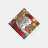 Marshmallow sneeuwman in warme chocolademelk servet (Hoek)