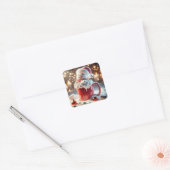Marshmallow sneeuwman in warme chocolademelk vierkante sticker (Envelop)