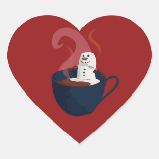 Marshmallow Snowman in Hot Cocaca Hart Sticker