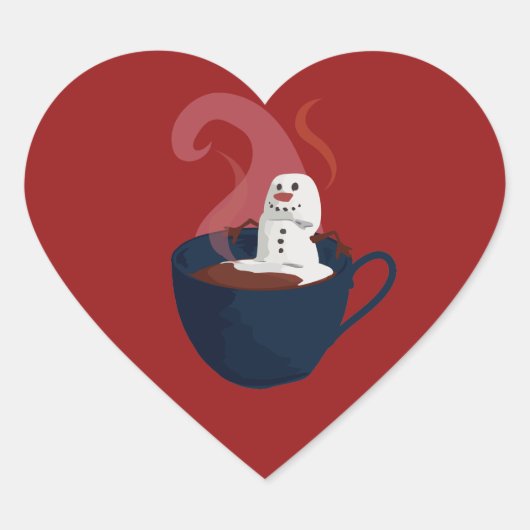 Marshmallow Snowman in Hot Cocaca Hart Sticker (Voorkant)