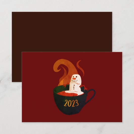 Marshmallow Snowman in Hot Cocaca Save The Date (Voorkant / Achterkant)