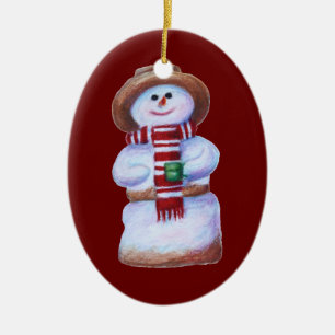 Marshmallow Snowman Merry Kerstmis Keramisch Ornament