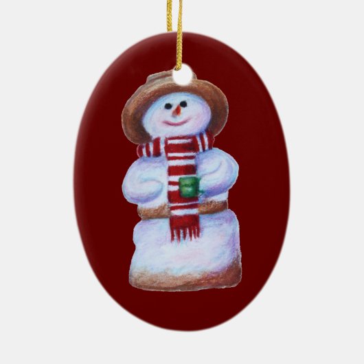 Marshmallow Snowman Merry Kerstmis Keramisch Ornament (Achterkant)