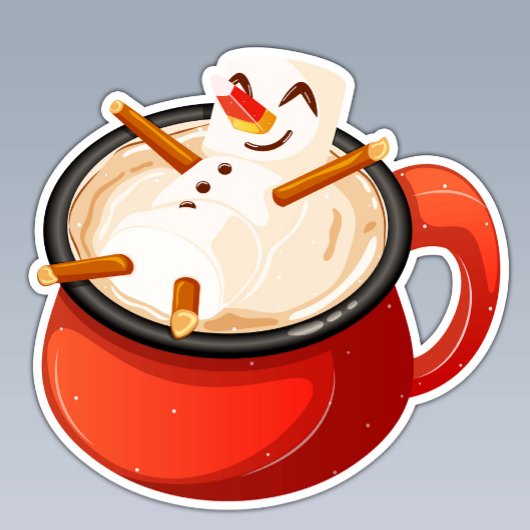Marshmallow Snowman Ontspannen in warme chocoladem Sticker