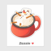 Marshmallow Snowman Ontspannen in warme chocoladem Sticker (Vel)