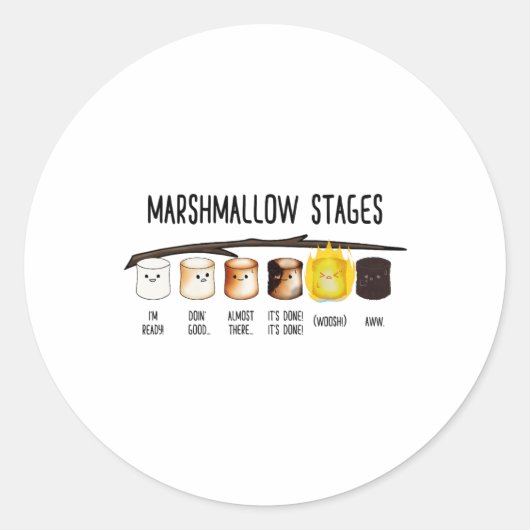 Marshmallow Stadia - Kawaii Geroosterde Geroosterd Ronde Sticker (Voorkant)