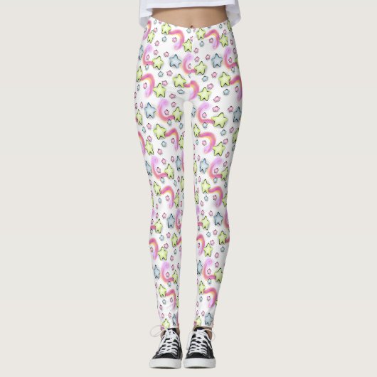 Marshmallow Star Kawaii Pastel Legging (Voorkant)