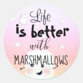 Marshmallow-sticker Ronde Sticker (Voorkant)