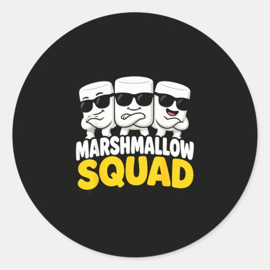 Marshmallow team kampvuur s'mores ronde sticker (Voorkant)