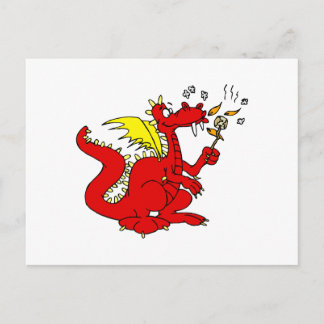 Marshmallow Toasting Dragon Briefkaart
