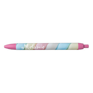 Marshmallow Twist Pastel Snoep - Gepersonaliseerd Zwarte Inkt Pen