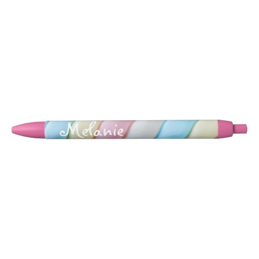 Marshmallow Twist Pastel Snoep - Gepersonaliseerd Zwarte Inkt Pen (Voorkant)