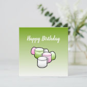 Marshmallow verjaardagskaart kaart (Staand voorkant)