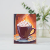 Marshmallow Warme Chocolade Mok Schilderij Briefkaart (Staand voorkant)