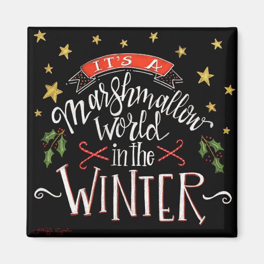 Marshmallow World Fun Feestelijk krijtbord Magneet (Voorkant)