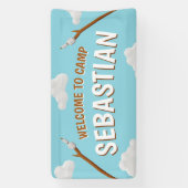 Marshmallows Blue Welkom Camping Verjaardagsfeest Spandoek (Verticaal)