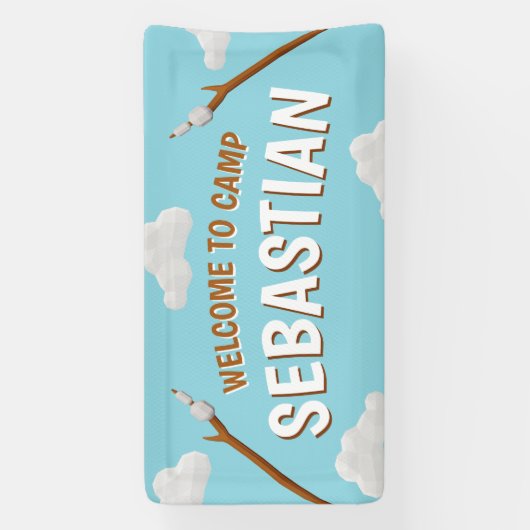 Marshmallows Blue Welkom Camping Verjaardagsfeest Spandoek (Verticaal)