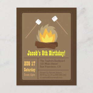 Marshmallows Bonfire Birthday Party Invitations Kaart