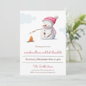 Marshmallows en Hot Chocolate Snowman Holiday Kaart (Staand voorkant)