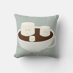Marshmallows glimlachen in warme chocolade kussen