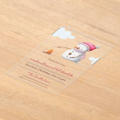 Marshmallows Hot Chocolate Snowman Vakantie Acryl Uitnodigingen (Laagn)