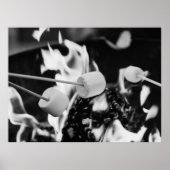 Marshmallows Roasting Over Campfire Flames Poster (Voorkant)