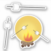 Marshmallows roosteren boven een kampvuur sticker (Voorkant)