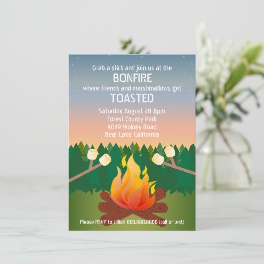 Marshmallows Toasted Bonfire Party Kaart (Staand voorkant)