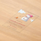 Marshmallows Warme Chocolade Sneeuwman Feestdagen Acryl Uitnodigingen (Laagn)