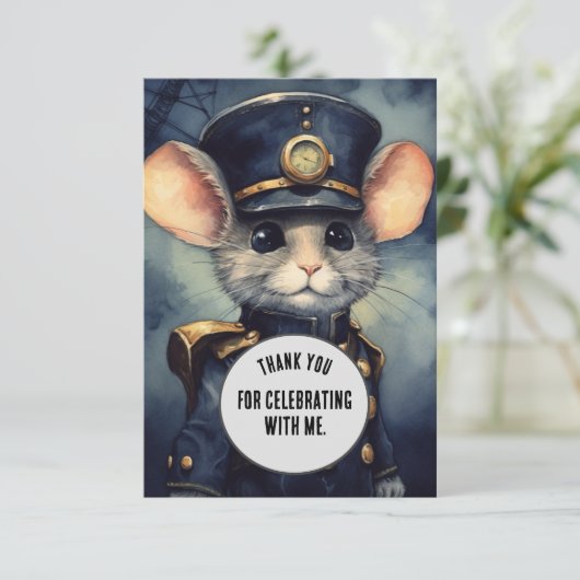 Marshmousetail Dank u Steampunk dier Custom Bedankkaart (Staand voorkant)