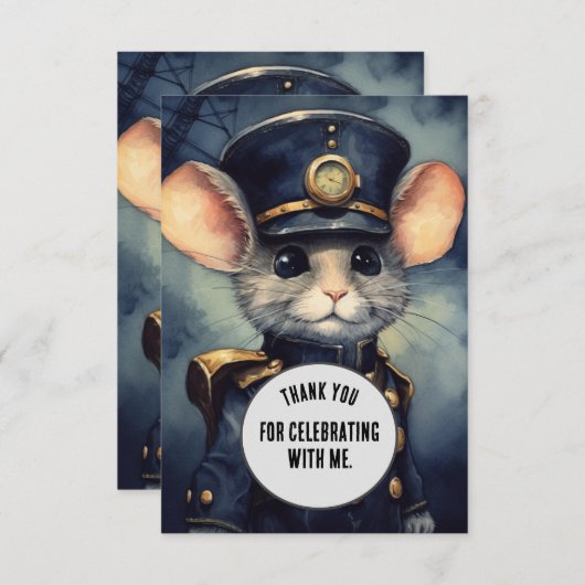 Marshmousetail Dank u Steampunk dier Custom Bedankkaart (Voorkant / Achterkant)