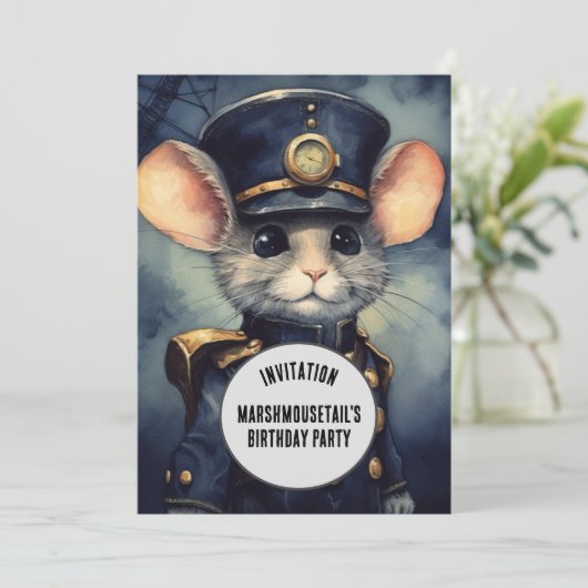 Marshmousetail Stoomtech Dier Aangepaste naam Kaart (Staand voorkant)