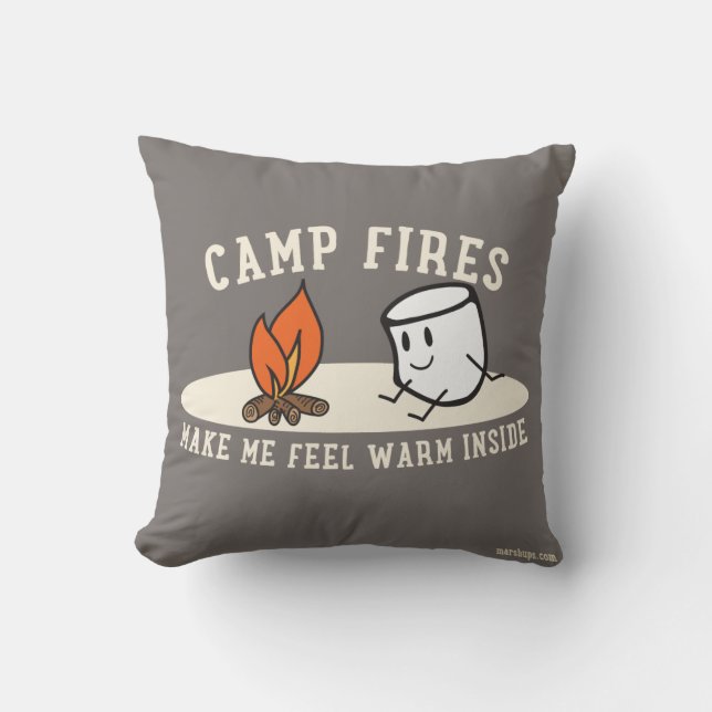 Marshups Camp Fire Pillow 16x16" Kussen (Voorkant)