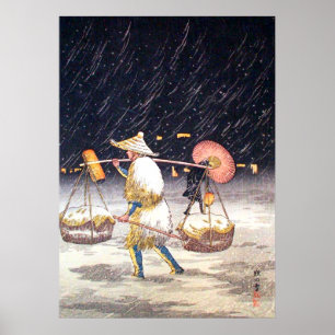 Marskramer in de besneeuwde nacht Shotei Takahashi Poster
