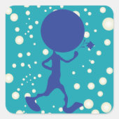 Marsmannetje die een Sticker met een ventilatorvie (Voorkant)