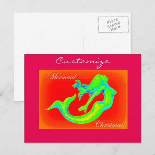 marsmansme christmas rood feestdagenkaart (Voorkant / Achterkant)