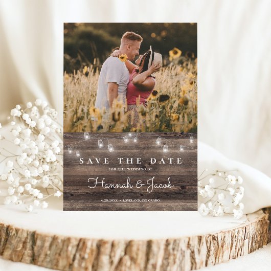 Marson Jar Rustic Wood Wedding Save The Date
