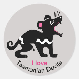 Marsupial - Ik hou van Tasmaanse duivels - Wildlif Ronde Sticker