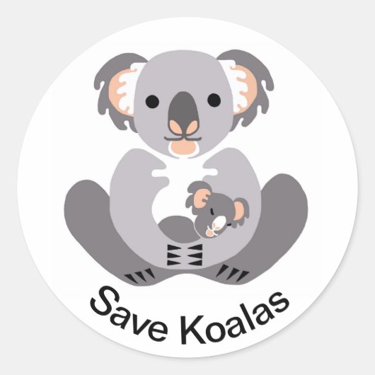 Marsupial- Save KOALAS - Wildlife- Natuur Ronde Sticker (Voorkant)