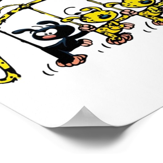 Marsupilami babies hanging on tail poster (Hoek)