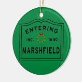 Marsveldmassachusetts kerst keramisch ornament (Links)