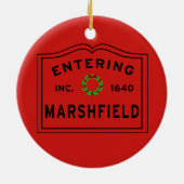 Marsveldmassachusetts kerst keramisch ornament (Achterkant)